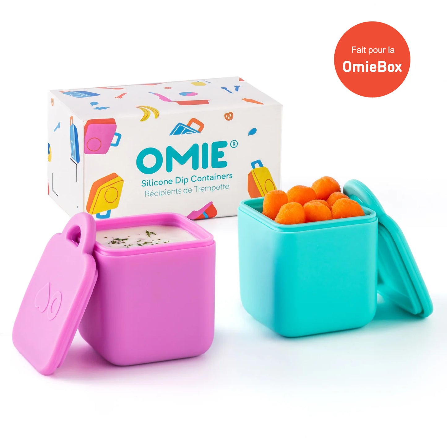 Contenants pour bento OmieDip turquoise et rose - Janny's Lunch