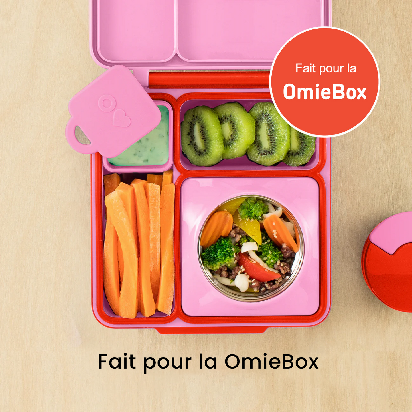 Contenants pour bento OmieDip turquoise et rose - Janny's Lunch