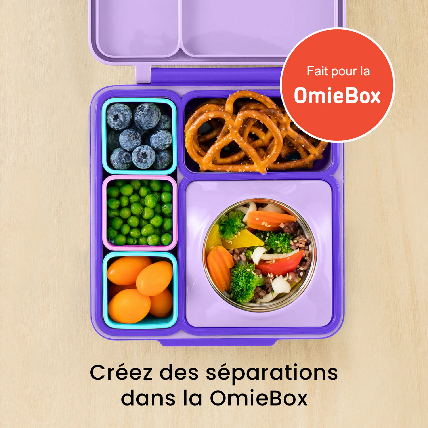 Contenants pour bento OmieDip turquoise et rose - Janny's Lunch