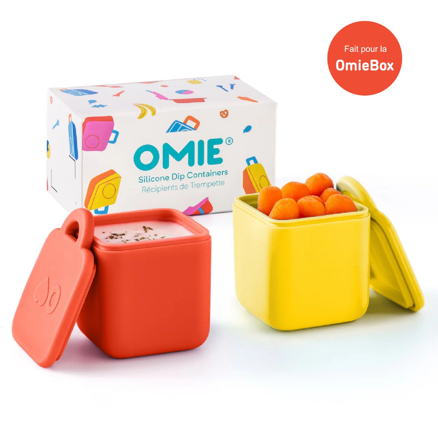 Contenants pour bento OmieDip jaune et rouge - Janny's Lunch