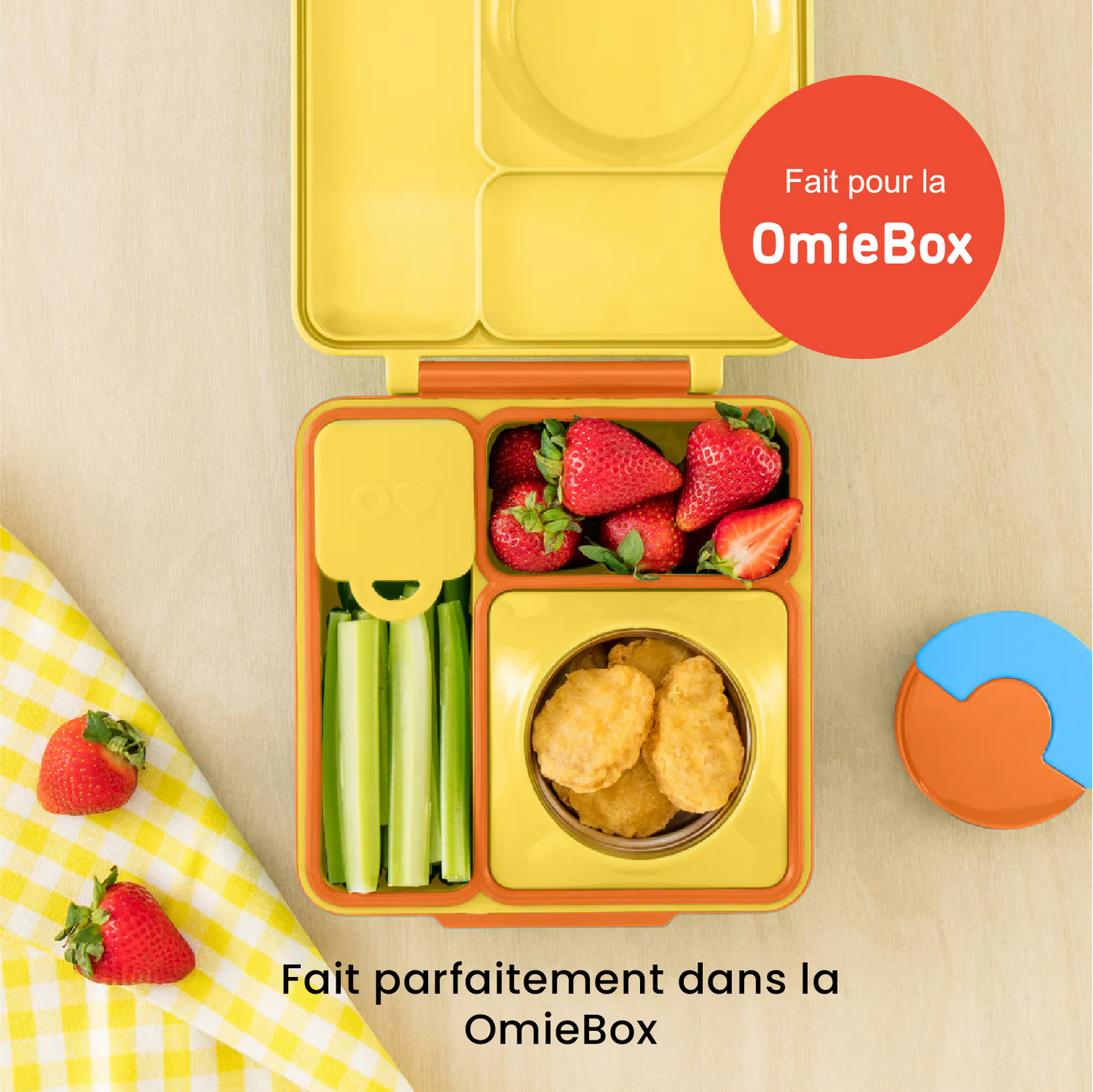 Contenants pour bento OmieDip jaune et rouge - Janny's Lunch