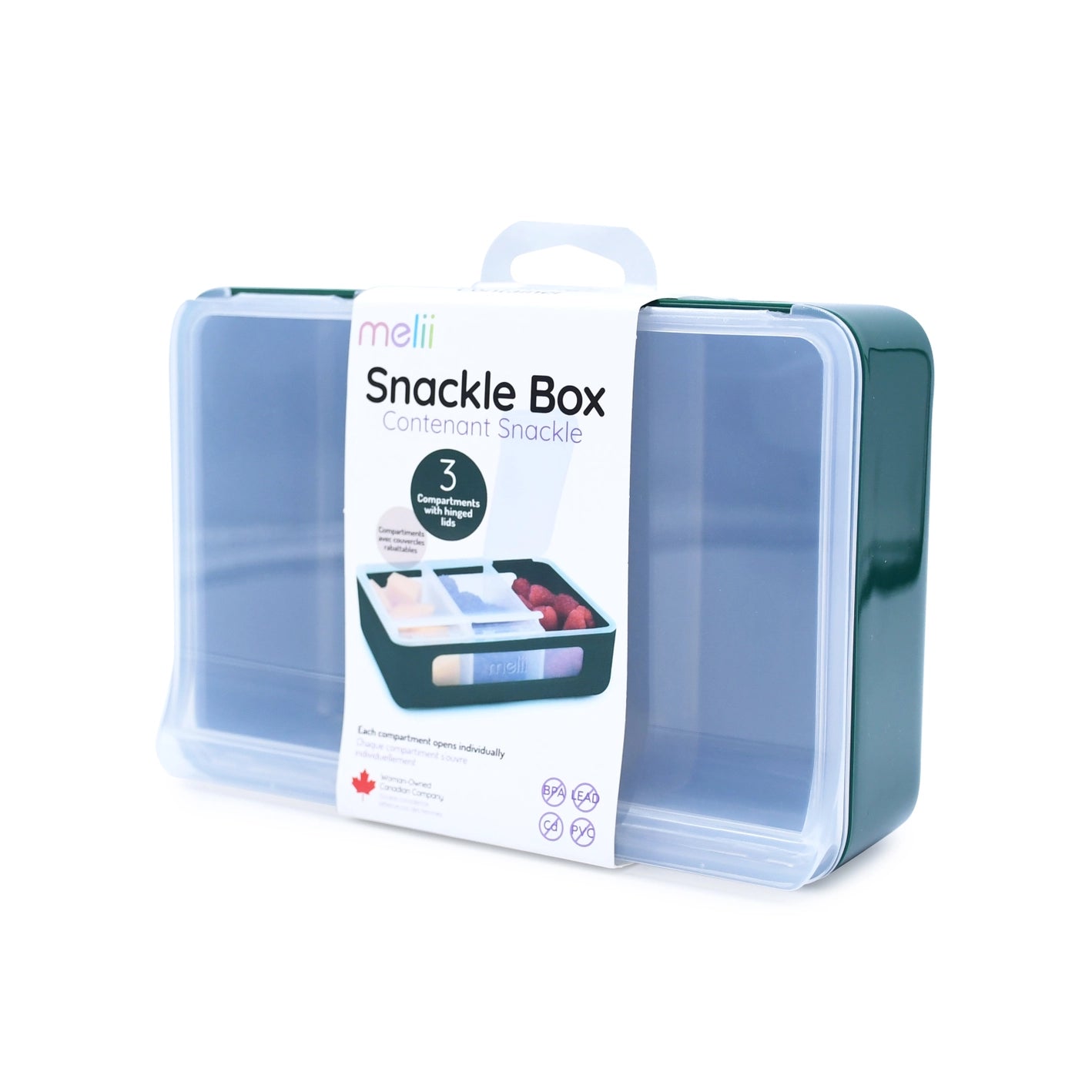 Snackle Box à 3 compartiments - Vert - Melii - Janny's Lunch