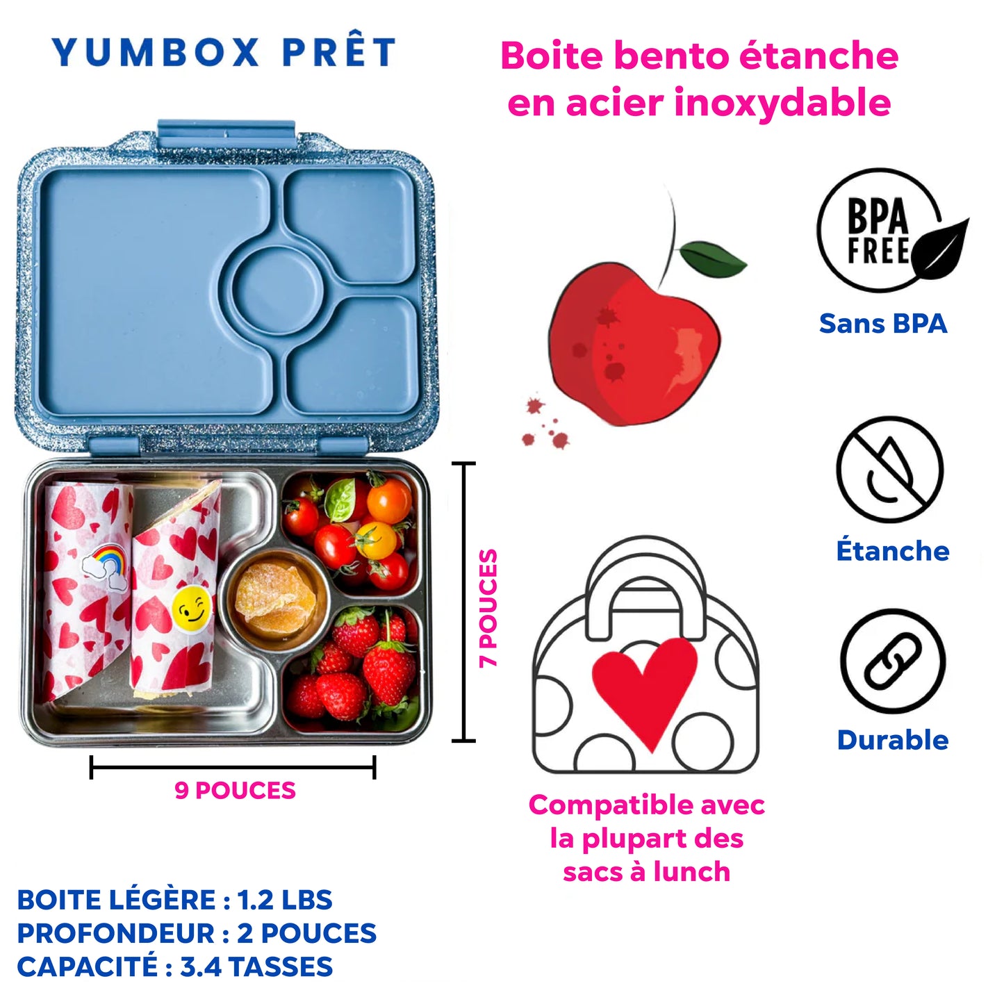 Boîte bento Yumbox Prêt - Bleu Paris