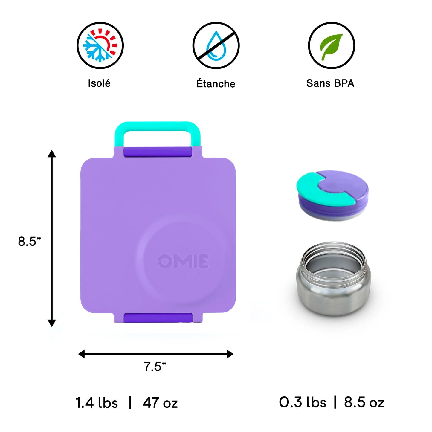 Boite bento OmieBox Mauve - Janny's Lunch