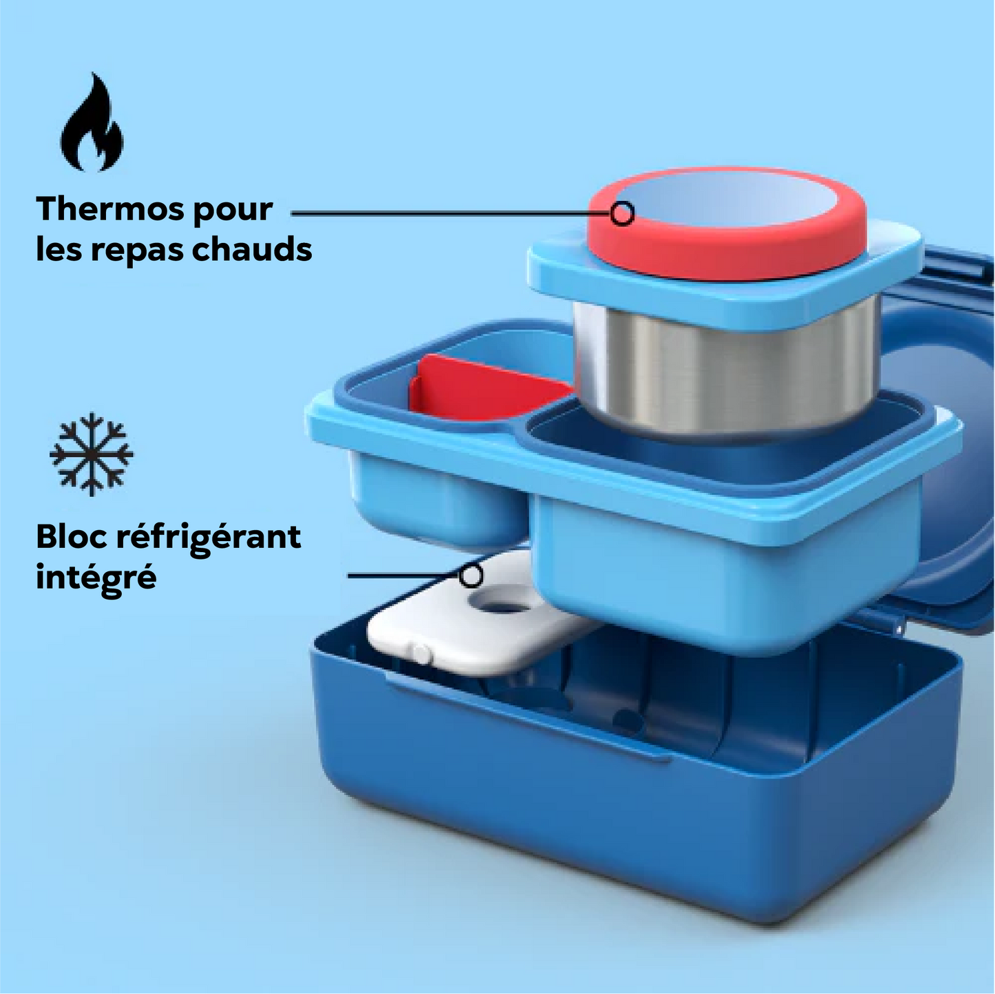 Boite bento OmieBox UP Bleu - Janny's Lunch