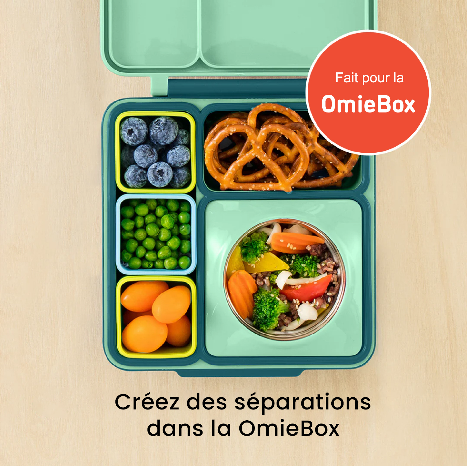 Contenants pour bento OmieDip bleu et vert - Janny's Lunch