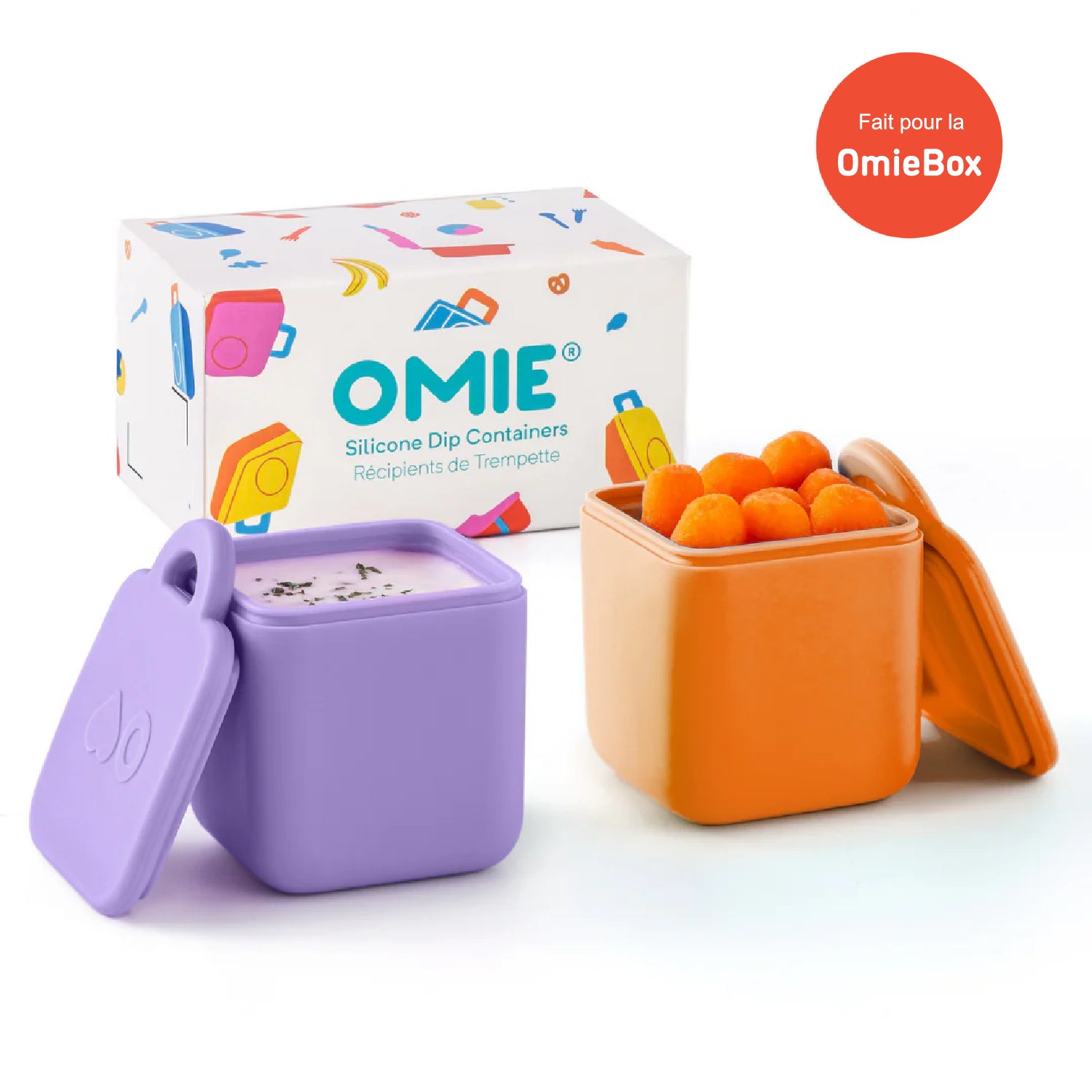 Contenants pour bento OmieDip violet et orange - Janny's Lunch