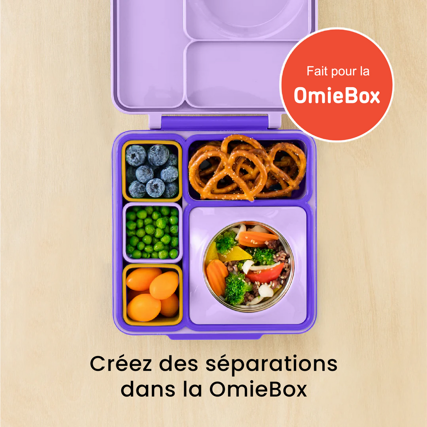 Contenants pour bento OmieDip violet et orange - Janny's Lunch